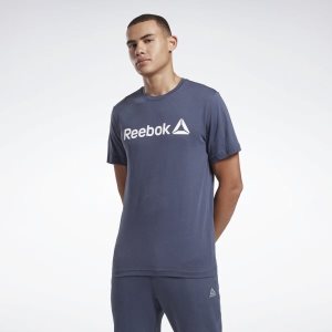 Koszulki Męskie Reebok Linear Read Granatowe PL 63SOUHB